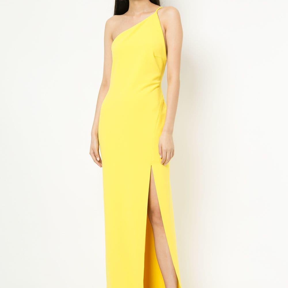Golden Yellow Solace London One-Sleeve Gown (Prom, Wedding Guest, Gala, etc)